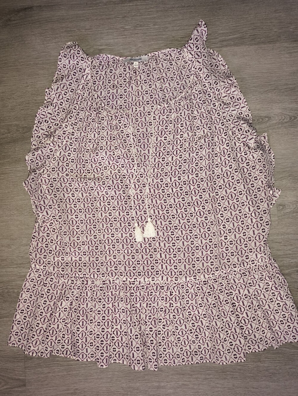 Madewell Lily Ruffle Sleeveless Silk Top Size Large